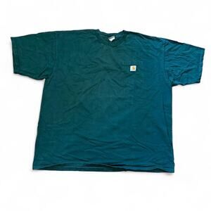 Vintage VTG Y2K Forest Green Carhartt Mini Logo Pocket T-Shirt